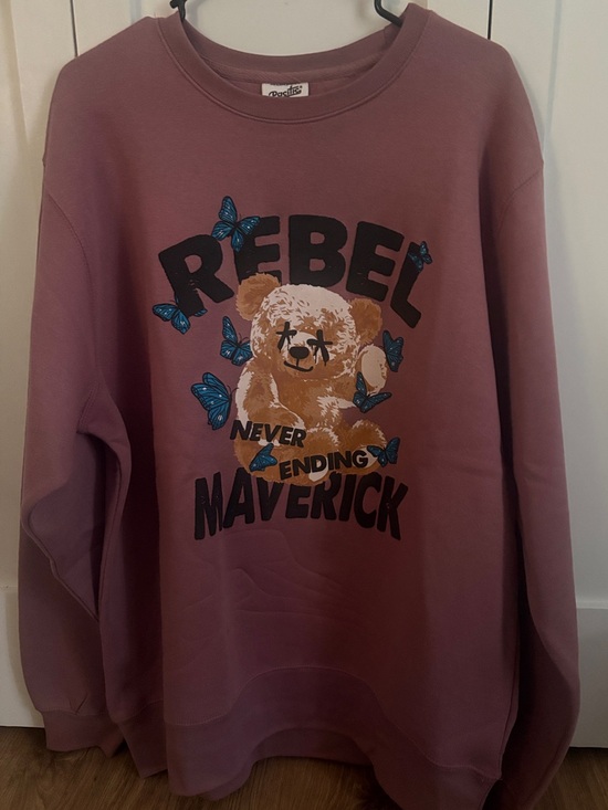 Pacific & Co. Sweaters - 3XL Mauve 'Rebel Maverick' Teddy Graphic Crewneck Sweater